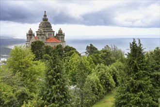 View over Sanctuary of the Sacred Heart of Jesus, Santa Lucia Church, Viana do Castelo, Minho,