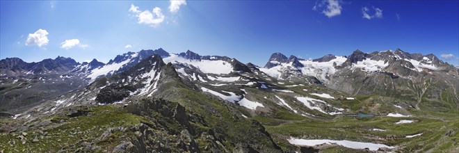 Part 2, 360 degree panoramic view from Piz R6, Silvretta, Vorarlberg, Austria, Europe