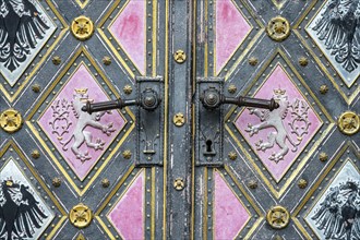 Background from the handles of an old church door