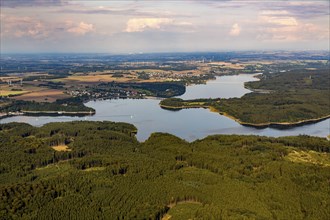 Lake Möhne on the edge of the Arnsberg Forest nature park Park, water reservoir in the district of