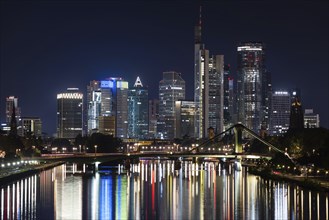 The lights of Frankfurt's banking skyline are greatly reduced for Earth Hour 2024, Osthafen,