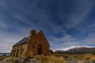 Church of the Good Shepherd at night in Lake Tekapo, South Island, New Zealand, Oceania