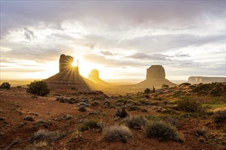 Dramatic sunrise in the famous Monument Valley in Arizona, USA, North America