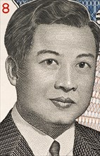 Norodom Sihanouk (1922-2012) on 2000 Riels Banknote from Cambodia. King of Cambodia during