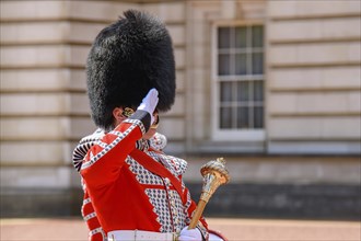 Ceremony of Changing the Guard on the forecourt of Buckingham Palace, London, United Kingdom,