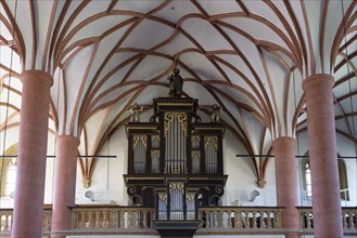 Interior view, organ, Sankt Jakob parish church, church square, Villach, Carinthia, Austria, Europe