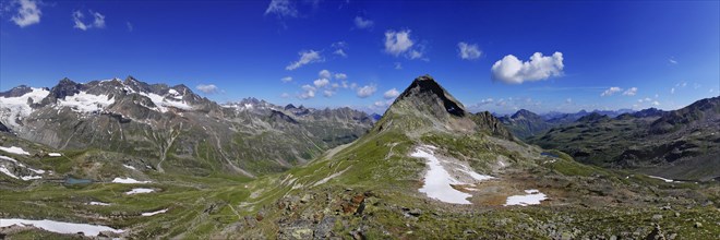 Part 1, 360 degree panoramic view from Piz R6, Silvretta, Vorarlberg, Austria, Europe