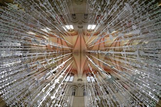 Fisheye, interior view, Peace Doves, Wells Cathedral, Wells, England, Great Britain