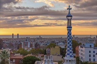 Park Guell at sunrise time in Barcelona, Spain, Europe