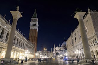 Night view of St Mark's Square (Piazza San Marco), Venice, Italy, Europe