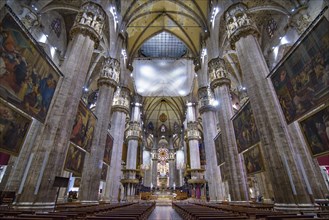 Interior of Milan Cathedral (Duomo di Milano), the cathedral church of Milan, Italy. It's the