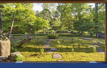 View of gardens from the window of Old Mitsui Family Shimogamo Villa, Kyoto