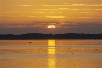 Sunset, near Chieming, Chiemsee, Chiemgau, Bavaria, Germany, Europe