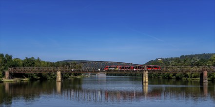 DB Westfrankenbahn railway, railway bridge on the Main in Miltenberg, Bavaria, Germany, Europe