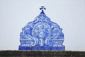 Historic azulejos painting at the church of Sao Lourenco de Matos near Almancil, Algarve, Portugal,