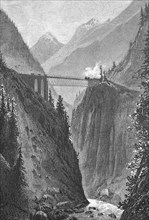 Gotthard railway, Intschireuss bridge over the Reuss in the canton of Uri, southwest of Amsteg near