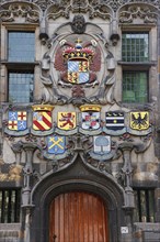 Historic city centre of Delft, Gemeenlandshuis van Delfland, magnificent portal with coat of arms,