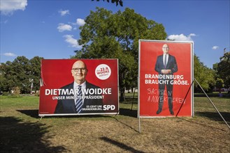 State election in Brandenburg. Election poster of Minister President Dietmar Woidke, SPD, at the