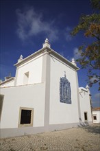 Historic azulejos painting at the church of Sao Lourenco de Matos near Almancil, Algarve, Portugal,