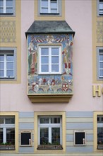 Historic bay window from 1435 on a residential building, painted by painter Lacher, Max 1959,