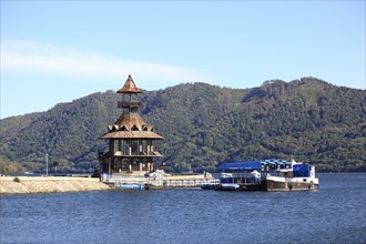 Wallachia, Iron Tor nature park Park, town of Orsova on the Danube, old, dilapidated tower at the