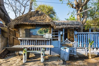 Wooden house, wooden house, building, architecture, blue, dilapidated, Gili Air, Indonesia, Asia