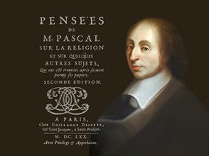 Portrait of Blaise Pascal, title of Les Pensées de M. Pascal on religion and on some other