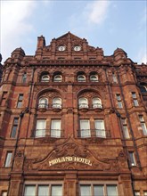 Manchester, united kingdom, 24 march 2022: the facade of the historic midland hotel on peter street