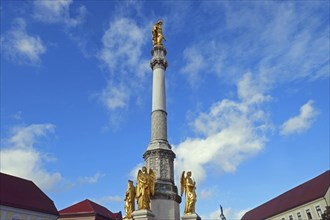 Zagreb sculpture of the Golden Angel in front of the cathedral