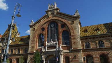 Facade of central market in Budapest at summer day