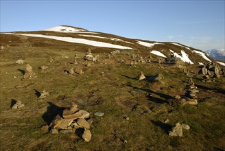 Cairn at Fjellheisen, Tromsö, Troms, Norway, Europe