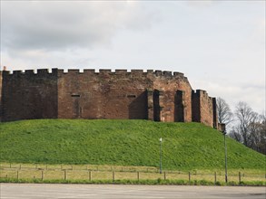 The surviving remaining medieval wall of chester castle forming part of the city walls