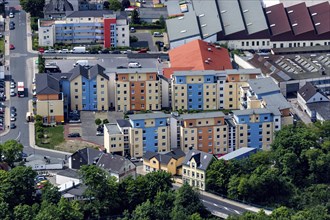 Colourful façade of residential buildings