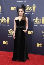 Katherine Langford at the 2018 MTV Movie And TV Awards held at the Barker Hangar in Santa Monica,