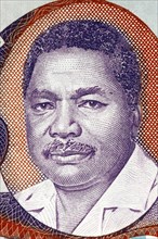 Ali Hassan Mwinyi (born 1925) on 20 Shilingi 1987 Banknote from Tanzania. President of Tanzania