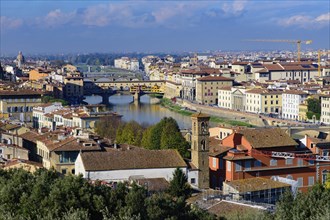 Panoramic view of the city of Florence from Michelangelo Square in Italy