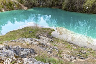 Blue lake in the Harz Mountains near Rübeland with turquoise-coloured water