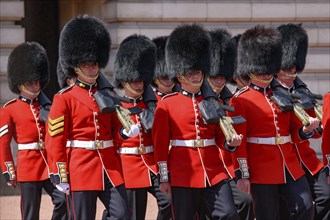 Ceremony of Changing the Guard on the forecourt of Buckingham Palace, London, United Kingdom,