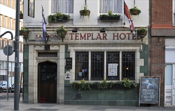 LEEDS, UK, JULY 11, 2018: The historic 1920s city center Templar Hotel Pub in Leeds England