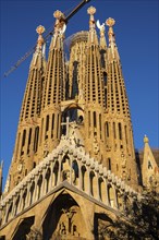 The Passion façade of the famous Sagrada Familia in Barcelona