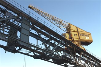 Dockside crane in Inner Harbour of Karlsruhe, Germany, Europe