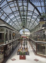 Southport, merseyside, united kingdom, 28 june 2019: a view along wayfarers arcade a covered