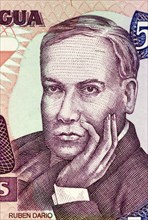 Ruben Dario (1867-1916) on 500 Cordobas 1985 Banknote from Nicaragua. Nicaraguan poet