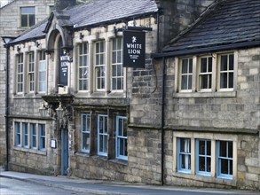 Hebden bridge, west yorkshire, united kingdom, 22 february 2020: the front entrance of the historic