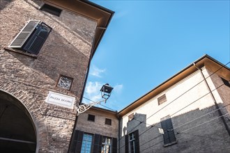 Beautiful view of Modena in Emilia Romagna in Italy. Ancient city landscape and market