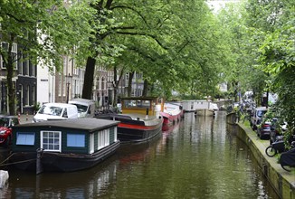 Typical Canal in the Old Town of Amsterdam, Netherlands