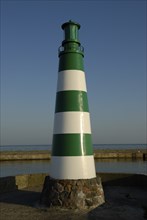 Pier lights at the harbour in Nida, Curonian Spit, Lithuania, Europe