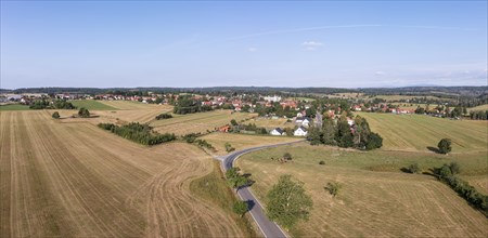 Aerial view of Allrode in the Harz Mountains town of Thale