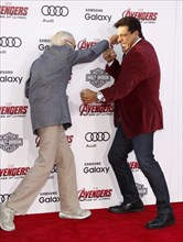 Stan Lee and Lou Ferrigno at the World premiere of Marvel's 'Avengers: Age Of Ultron' held at the