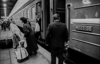 Germany, Berlin, 8 November 1990, trains from the Soviet Union arrive at Lichtenberg station,